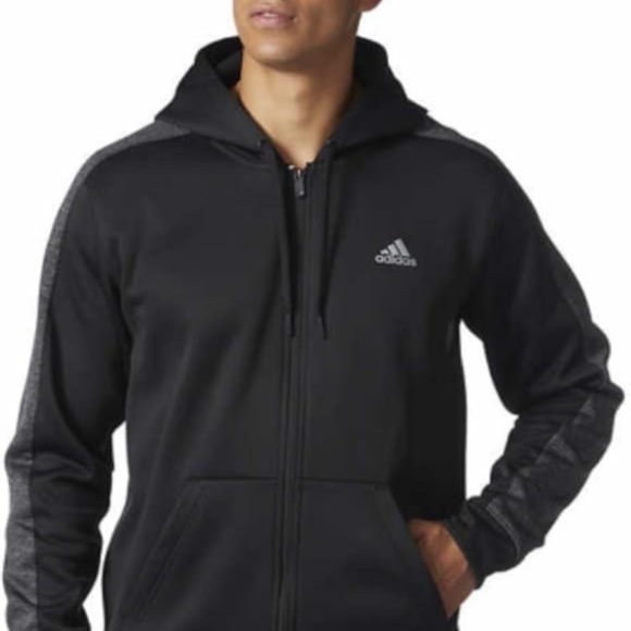 adidas Other - Adidas Climawarm  mens warm athletic hoodie zip up black gray size Large